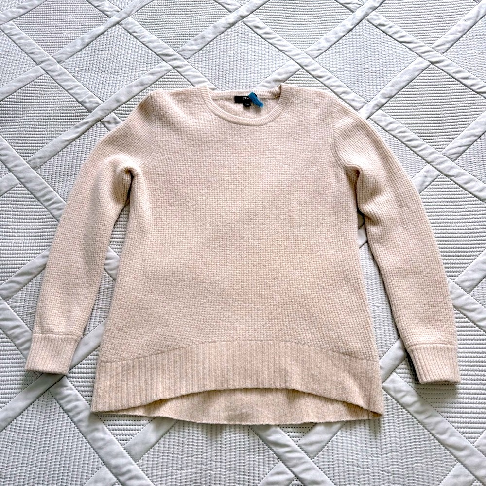 J. Crew High-low Waffle Sweater in Supersoft Yarn Pale Pink Size XS runs big - Picture 2 of 7